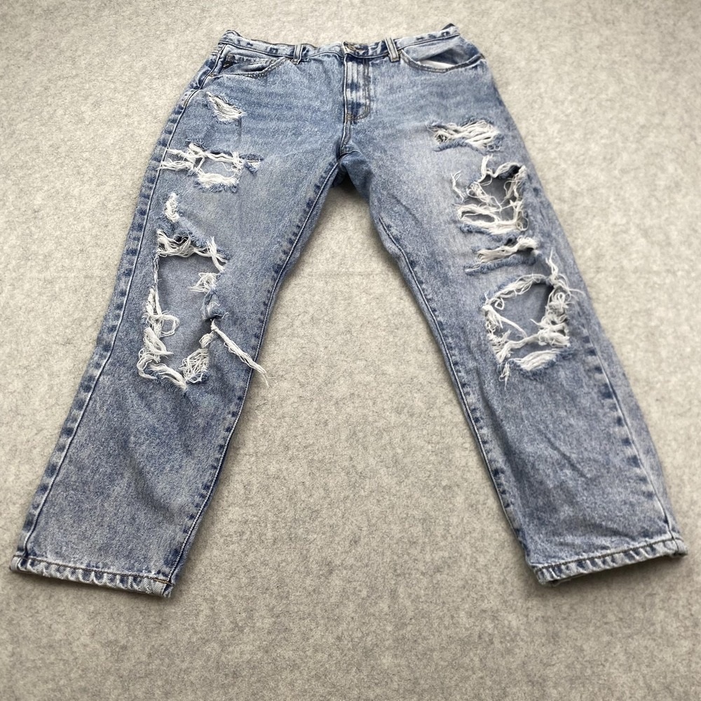 KanCan Juniors 11/29 High Rise Distressed Straight Jeans Blue KC8662M